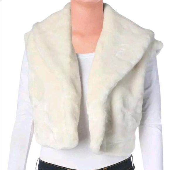 Alfani Jackets & Blazers - Alfani Fur Lined Cream White Button Vest NWT